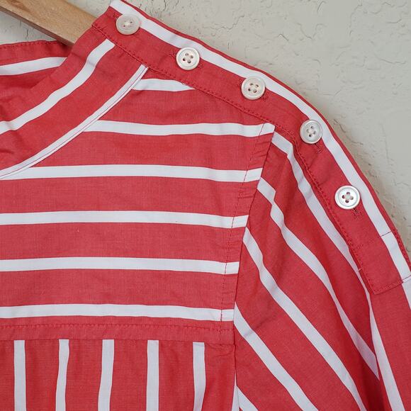 J Crew Factory Red White Striped Funnel Neck Long Sleeve Top Corpcore Women's 2 - Picture 5 of 12